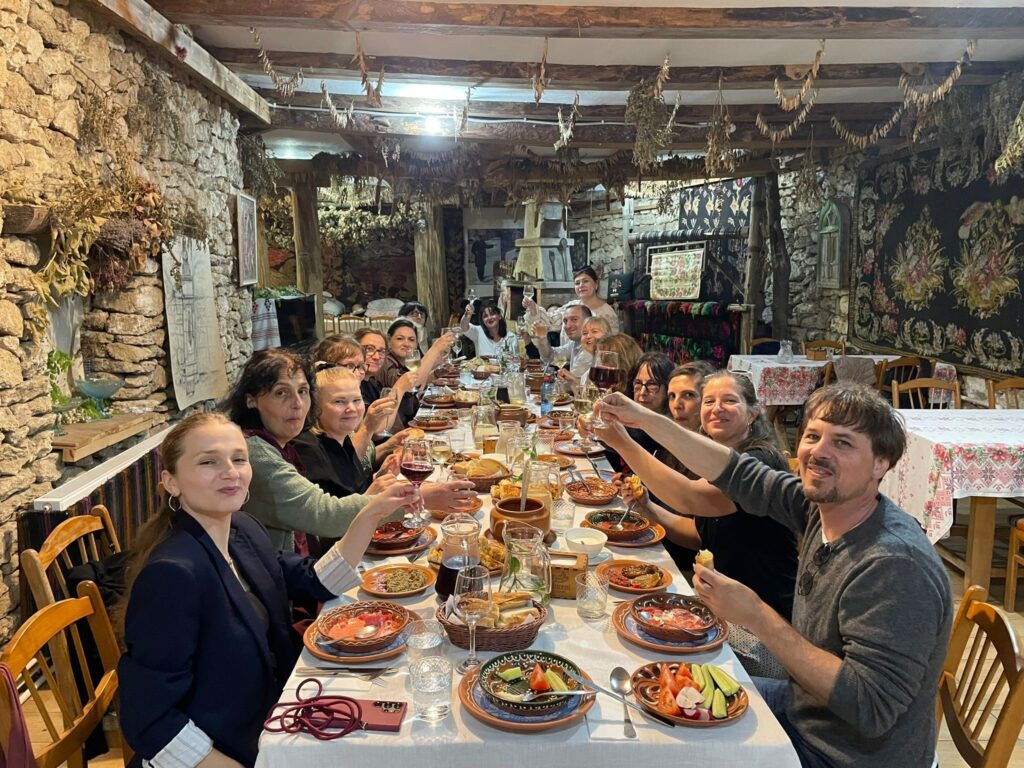 project team in group photo in the field trip